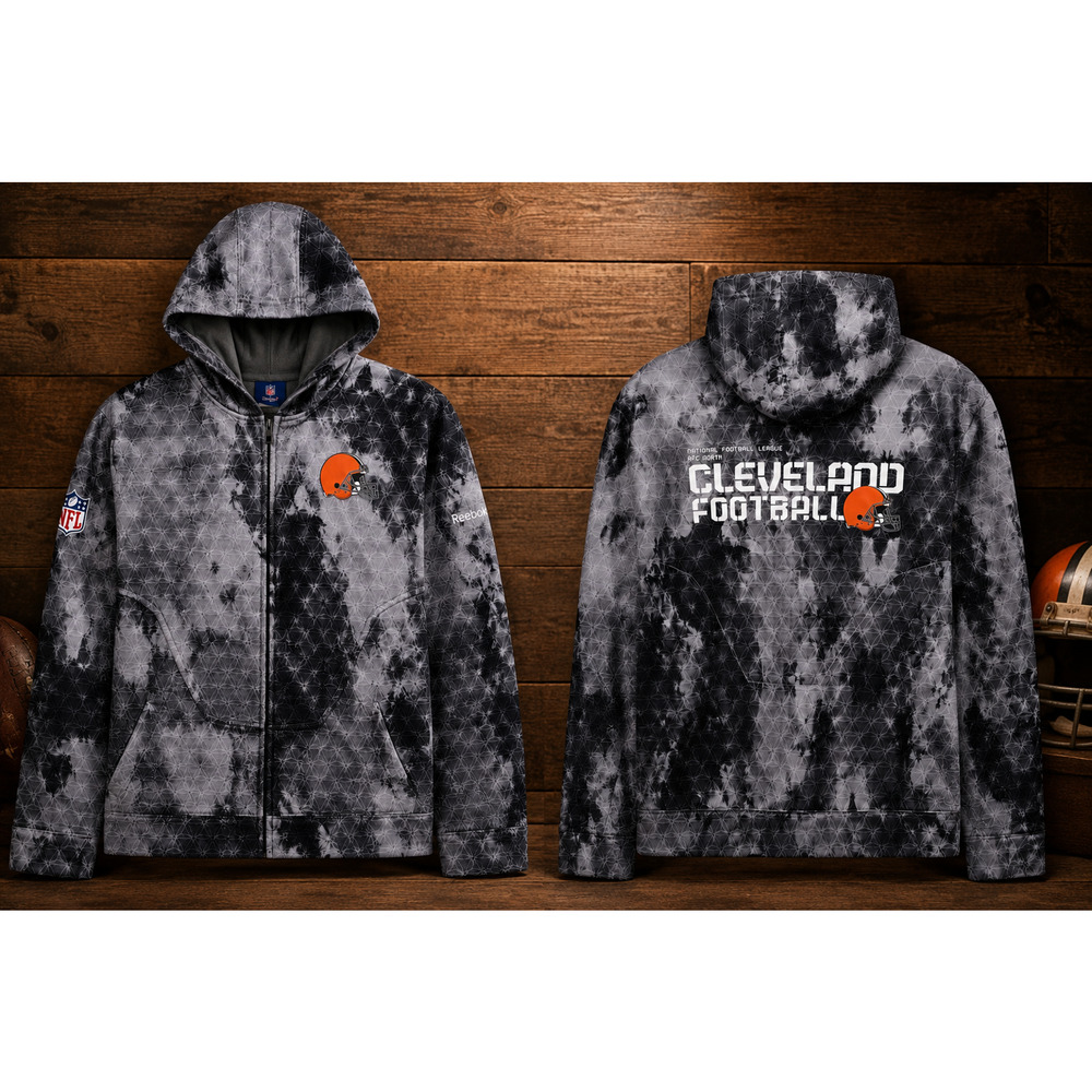 Cleveland Browns Reebok NFL On Field Full Zip Hoodie Jacket Gray Sz. M Football - Picture 9 of 9